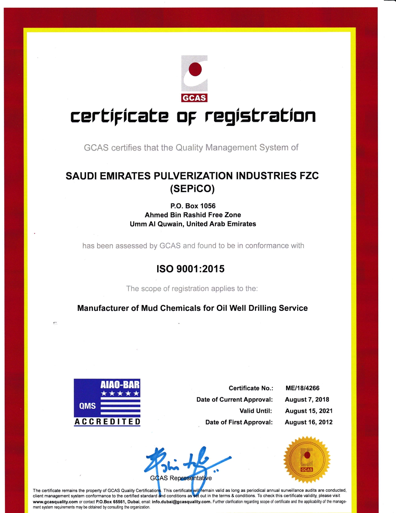 ISO Certificate of Quality